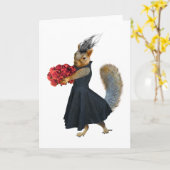 Eichhörnchen mit Rose Card Karte (Gelbe Blume)