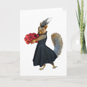 Eichhörnchen mit Rose Card Karte