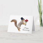 Eichhörnchen mit Rose Jubiläumskarte Karte (Vorderseite)