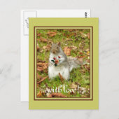 Eichhörnchen mit Rose Postkarte (Vorne/Hinten)