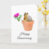 Eichhörnchen mit Rosen Jubiläumskarte Karte (Gelbe Blume)
