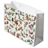 Eichhörnchen mit roter und grüner Geschenktasche Große Geschenktüte (Rückseite Schrägansicht)