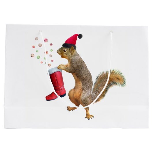 Eichhörnchen mit Sankt Nikolaus Große Geschenktüte (Rückseite)