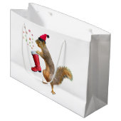 Eichhörnchen mit Sankt Nikolaus Große Geschenktüte (Vorderseite Schrägansicht)