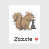 Eichhörnchen mit Schachstück Bishop Aufkleber (Blatt)