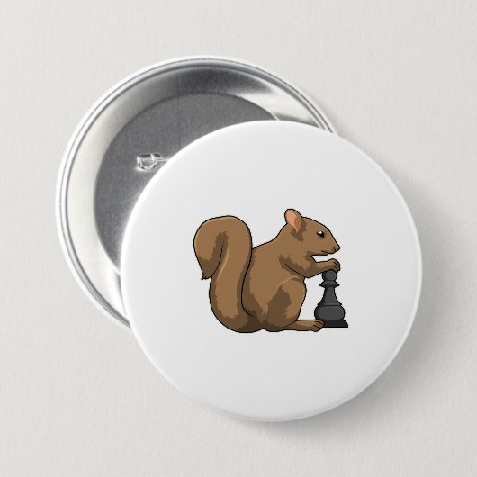 Eichhörnchen mit Schachstück Bishop Button (Vorne & Hinten)