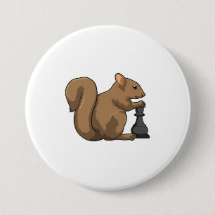 Eichhörnchen mit Schachstück Bishop Button