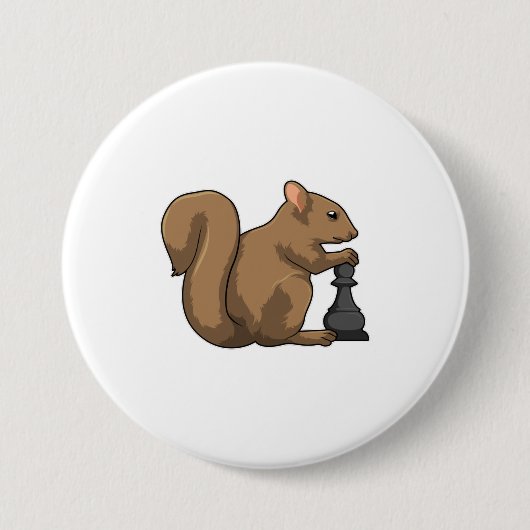 Eichhörnchen mit Schachstück Bishop Button (Vorderseite)
