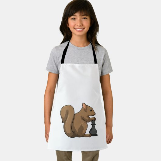 Eichhörnchen mit Schachstück Bishop Schürze (Insitu)