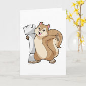 Eichhörnchen mit Schachstück King Karte (Gelbe Blume)
