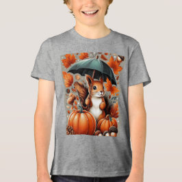 Eichhörnchen mit Schirm Tri-Blend Shirt