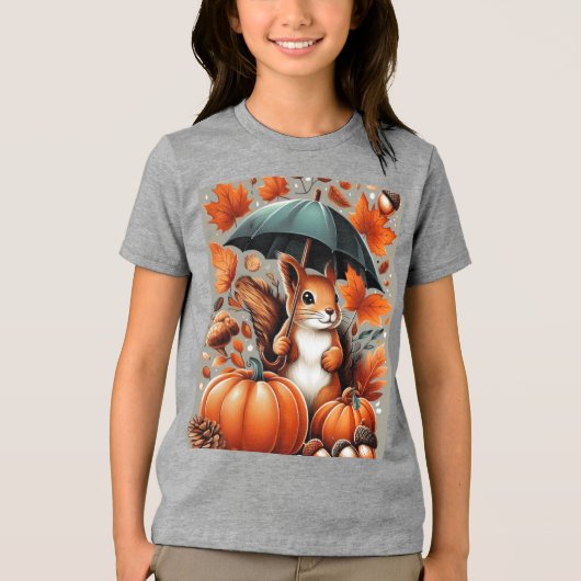 Eichhörnchen mit Schirm Tri-Blend Shirt (Vorderseite)