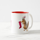Eichhörnchen mit Strumpf-Tasse Zweifarbige Tasse (VorderseiteRechts)