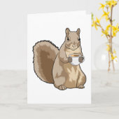 Eichhörnchen mit Tasse Kaffee Karte (Gelbe Blume)