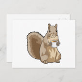 Eichhörnchen mit Tasse Kaffee Postkarte (Vorne/Hinten)