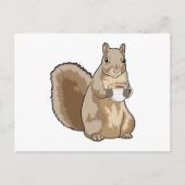 Eichhörnchen mit Tasse Kaffee Postkarte (Vorderseite)