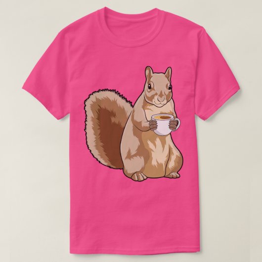 Eichhörnchen mit Tasse Kaffee T-Shirt (Design vorne)