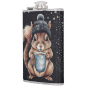 Eichhörnchen mit Tasse und Schnee „Stay Warm“ Flachmann (Links)