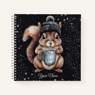 Eichhörnchen mit Tasse und Schnee „Stay Warm“ Notizblock