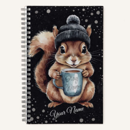 Eichhörnchen mit Tasse und Schnee „Stay Warm“ Notizblock