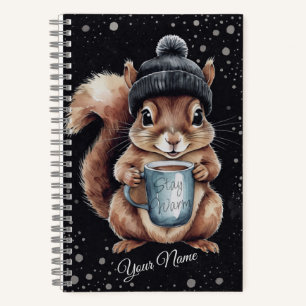 Eichhörnchen mit Tasse und Schnee „Stay Warm“ Notizblock