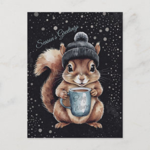 Eichhörnchen mit Tasse und Schnee „Stay Warm“  Postkarte