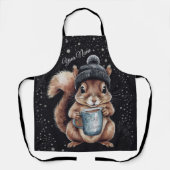 Eichhörnchen mit Tasse und Schnee „Stay Warm“ Schürze (Vorderseite)