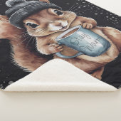 Eichhörnchen mit Tasse und Schnee „Stay Warm“ Sherpadecke (3/4)
