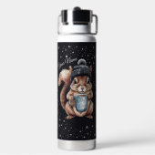 Eichhörnchen mit Tasse und Schnee „Stay Warm“ Trinkflasche (Hinten)