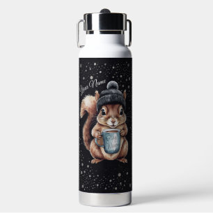 Eichhörnchen mit Tasse und Schnee „Stay Warm“ Trinkflasche