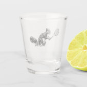 Eichhörnchen mit Tennis-Racquet-Silhouette Schnapsglas (Rückseite)