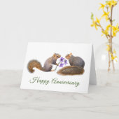 Eichhörnchen mit Violets-Jubiläumskarte Karte (Gelbe Blume)