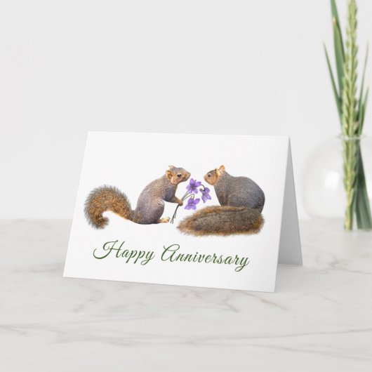 Eichhörnchen mit Violets-Jubiläumskarte Karte (Vorderseite)