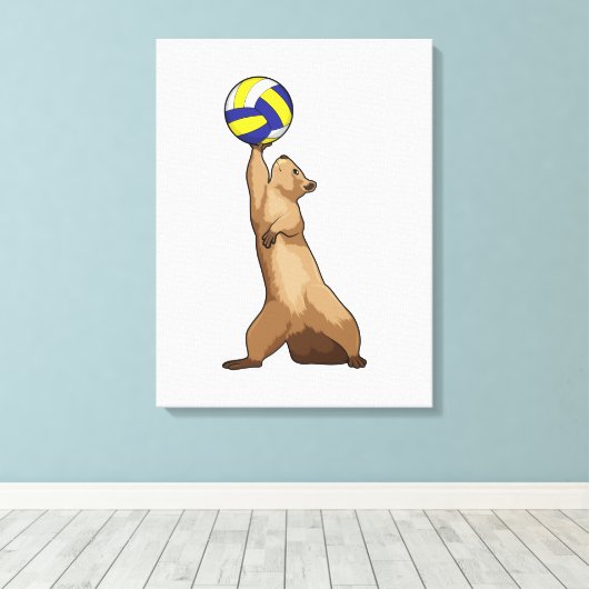 Eichhörnchen mit Volleyball Leinwanddruck (Insitu (Holzboden))