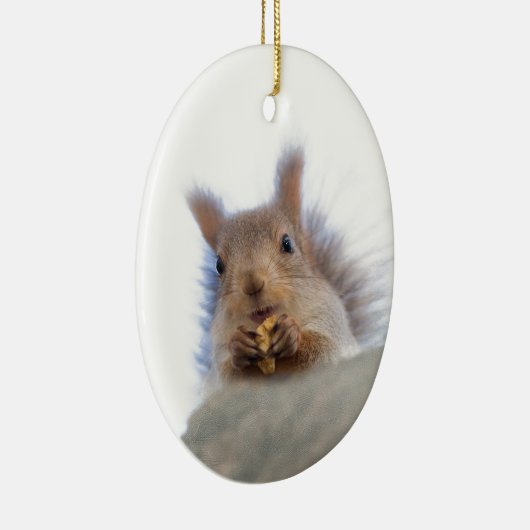 Eichhörnchen mit Walnuss Keramikornament (Rechts)