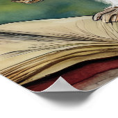Eichhörnchen mit Wasserfarbe Lesen eines Buches Poster (Ecke)