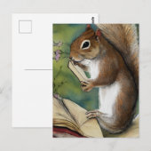 Eichhörnchen mit Wasserfarbe Lesen eines Buches Postkarte (Vorne/Hinten)