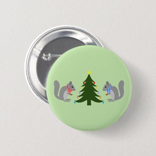 Eichhörnchen mit Weihnachtsbaum Button (Vorne & Hinten)