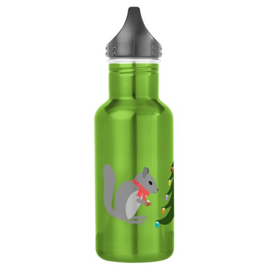 Eichhörnchen mit Weihnachtsbaum Edelstahlflasche (Links)