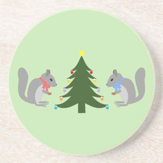 Eichhörnchen mit Weihnachtsbaum Getränkeuntersetzer (Vorne)