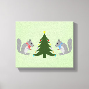 Eichhörnchen mit Weihnachtsbaum Leinwanddruck