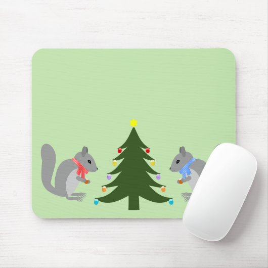 Eichhörnchen mit Weihnachtsbaum Mousepad (Mit Mouse)