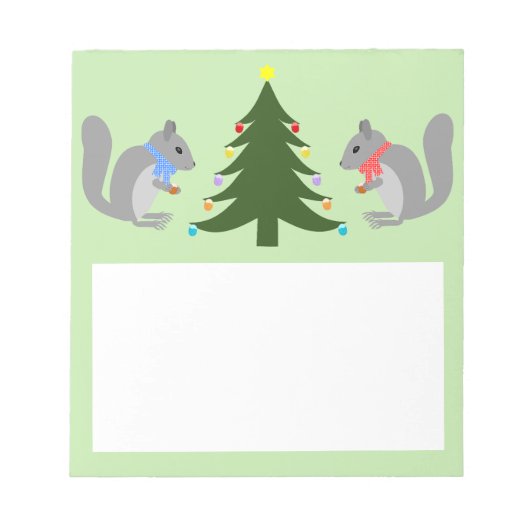 Eichhörnchen mit Weihnachtsbaum Notizblock (Vorderseite)