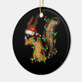 Eichhörnchen mit Weihnachtsmannmütze Keramik Ornament (Links)