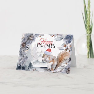 Eichhörnchen mit Winterwaldlandschaft der Weihnach Karte