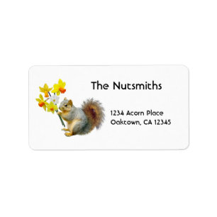Eichhörnchen-Narzissen-Adressen-Etiketten Adressaufkleber