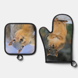 Eichhörnchen Ofenhandschuh & Topflappen-Set