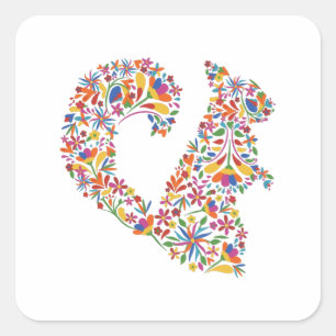 Eichhörnchen Otomi Blume Rodent Geschenk Quadratischer Aufkleber