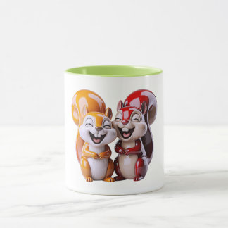 Eichhörnchen-Paar lachendes süßes Cartoon Tasse