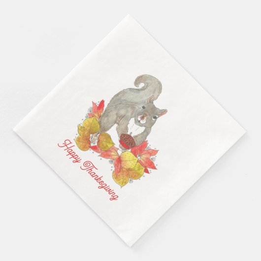 Eichhörnchen Pecan Pie Erntedank Serviette (Ecke)